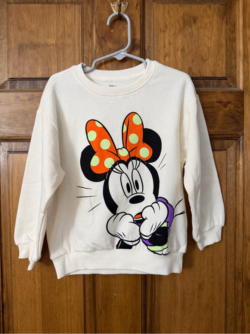 Disney Cream Sweatshirt with Minnie Mouse and Orange Polka-Dot Bow